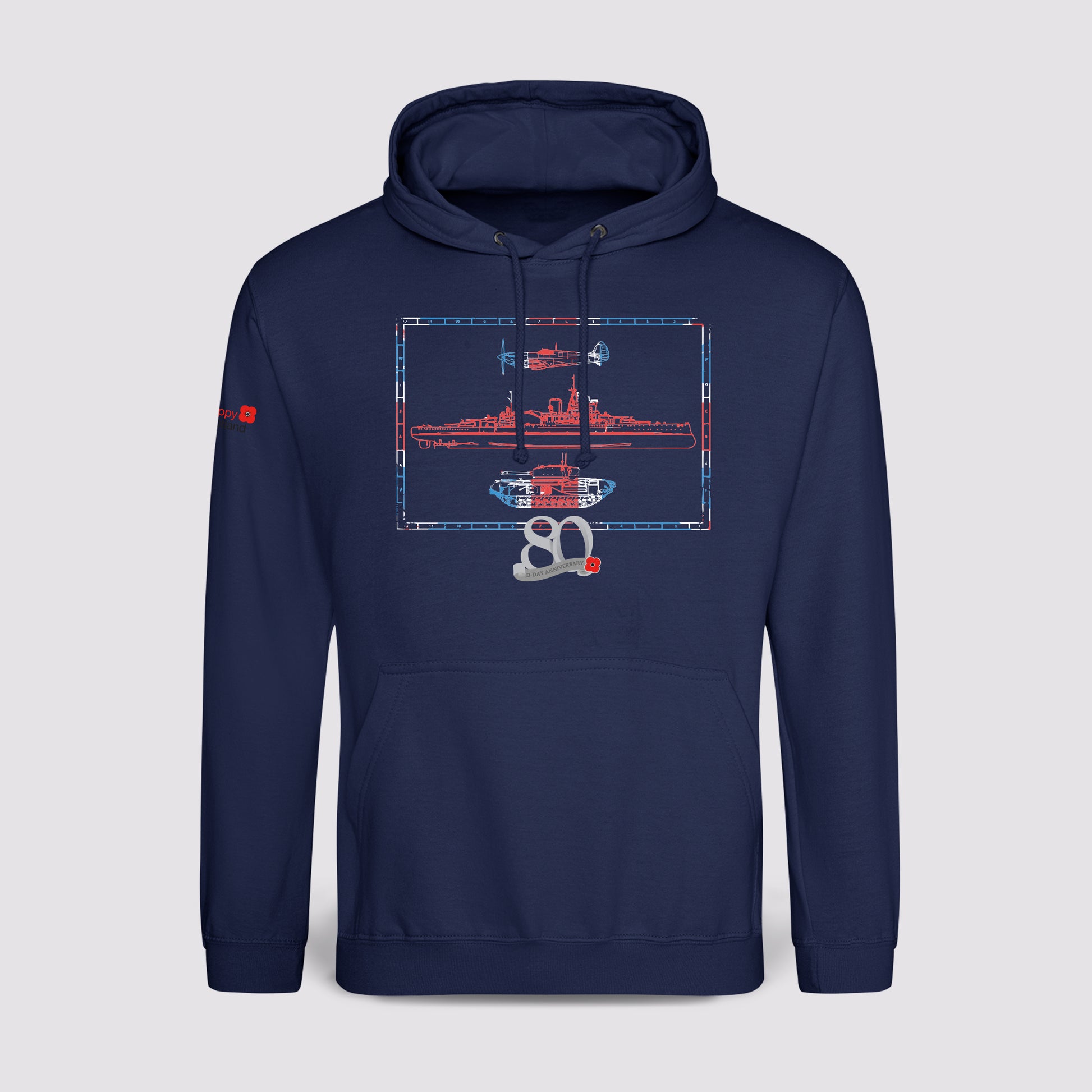 D-Day Vehicles 80th Anniversary Hoodie | Navy Smoke | Poppyscotland