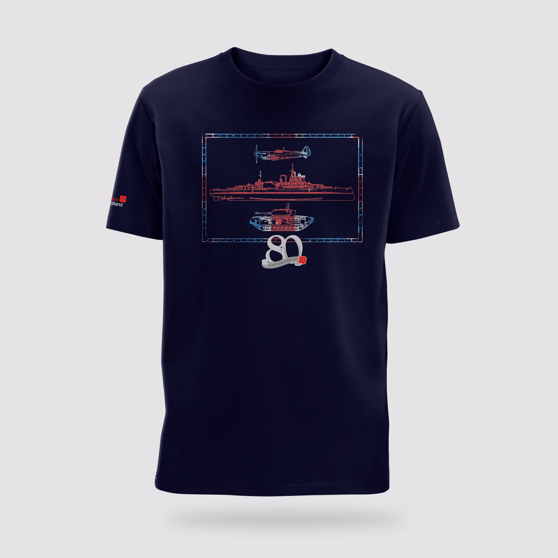 D-Day Vehicles 80th Anniversary T-Shirt | Navy | Poppyscotland