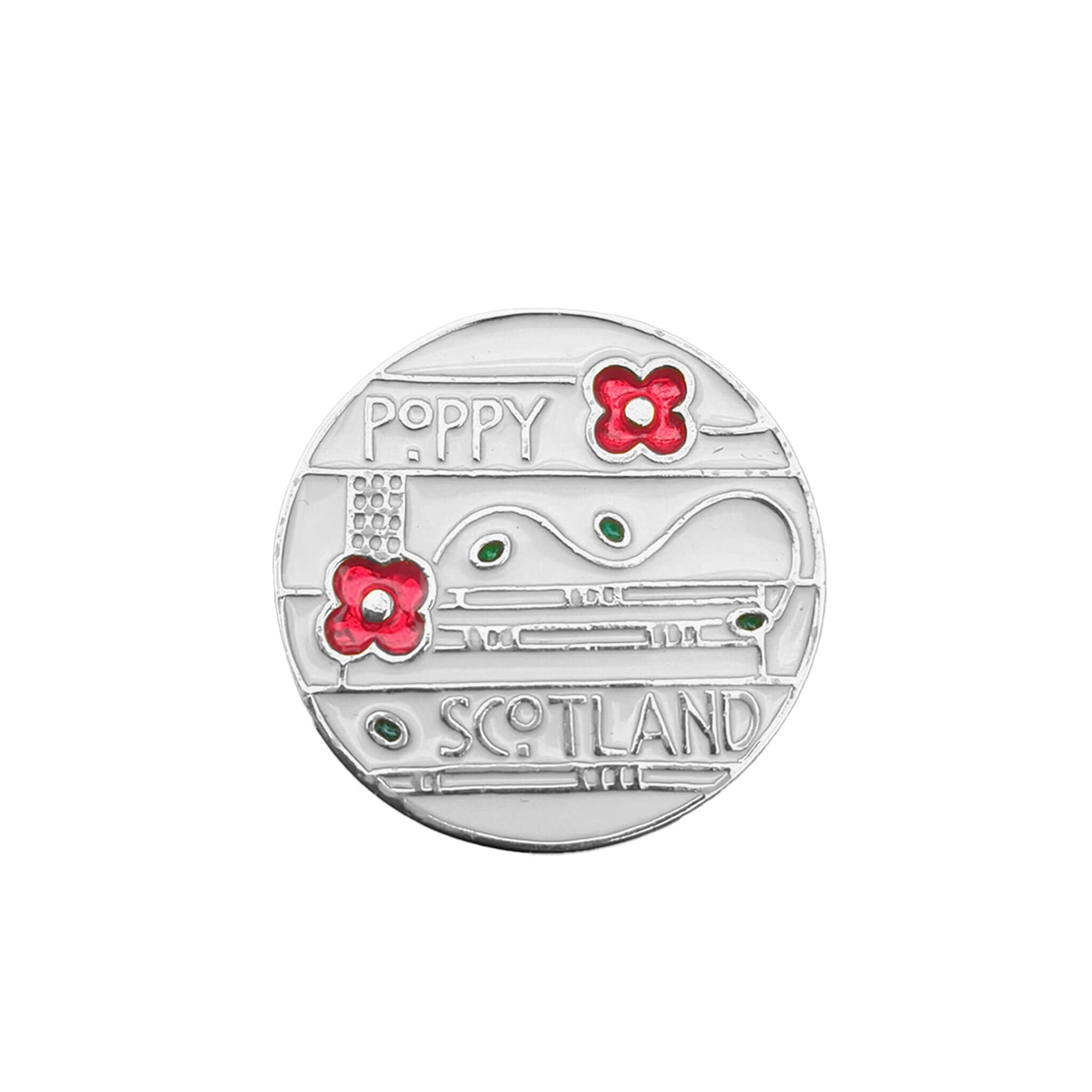 Mackintosh Style Poppy Brooch - Silver - Poppyscotland