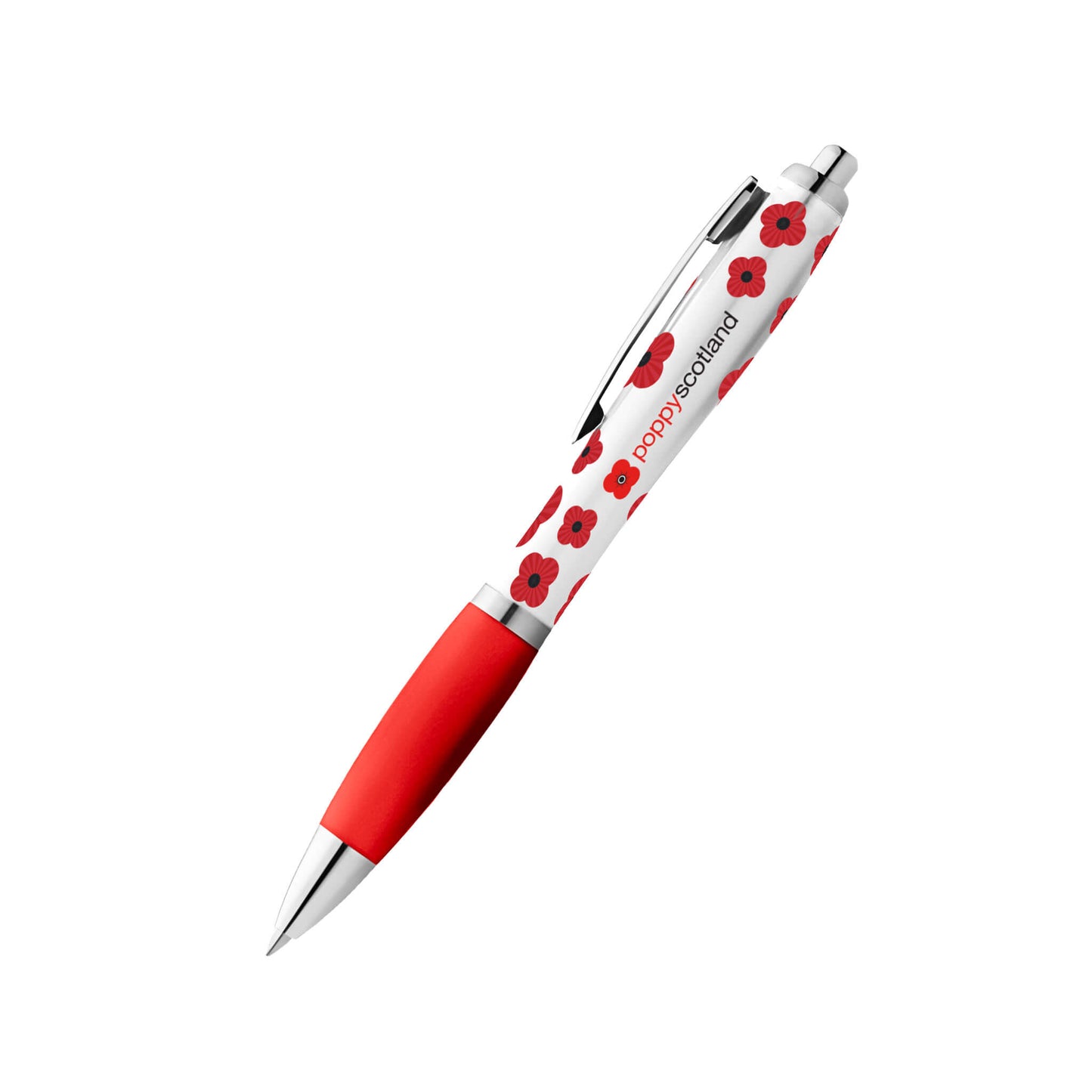 Poppy Cascade Contour Ballpen - White/Red - Poppyscotland