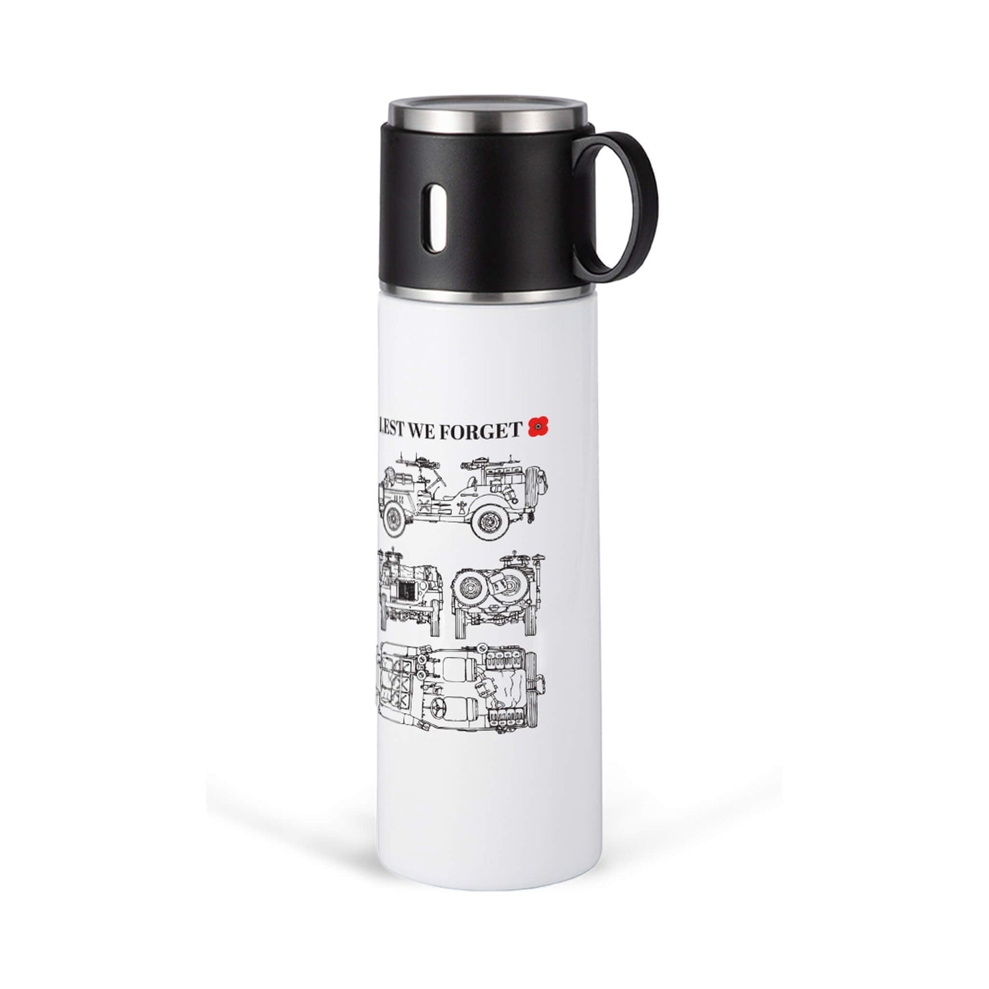 Insulated Travel Flask and Cup - White - Poppyscotland