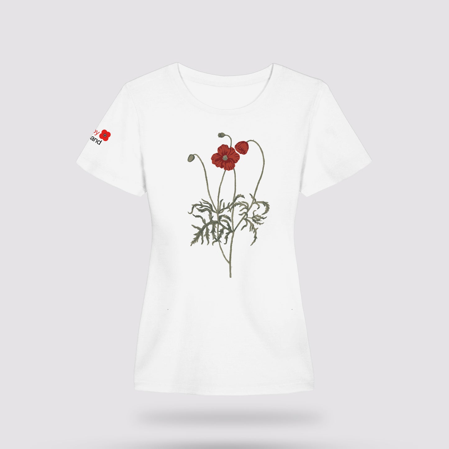 Botanical Poppy Fitted T-Shirt | White | Poppyscotland