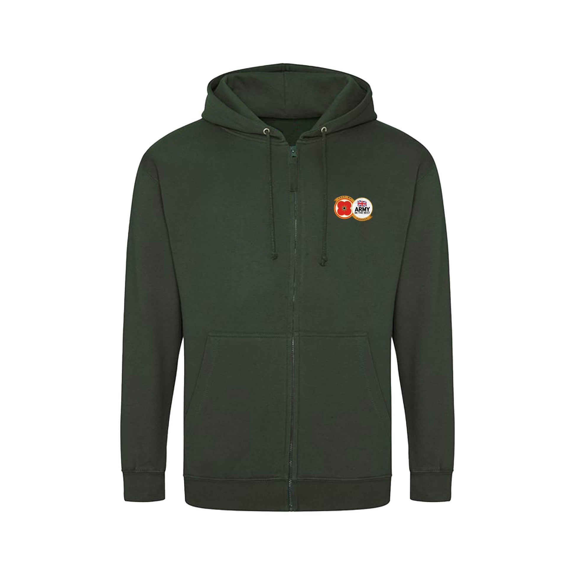 Army Zipped Hoodie | Forest Green | Front | Poppyscotland