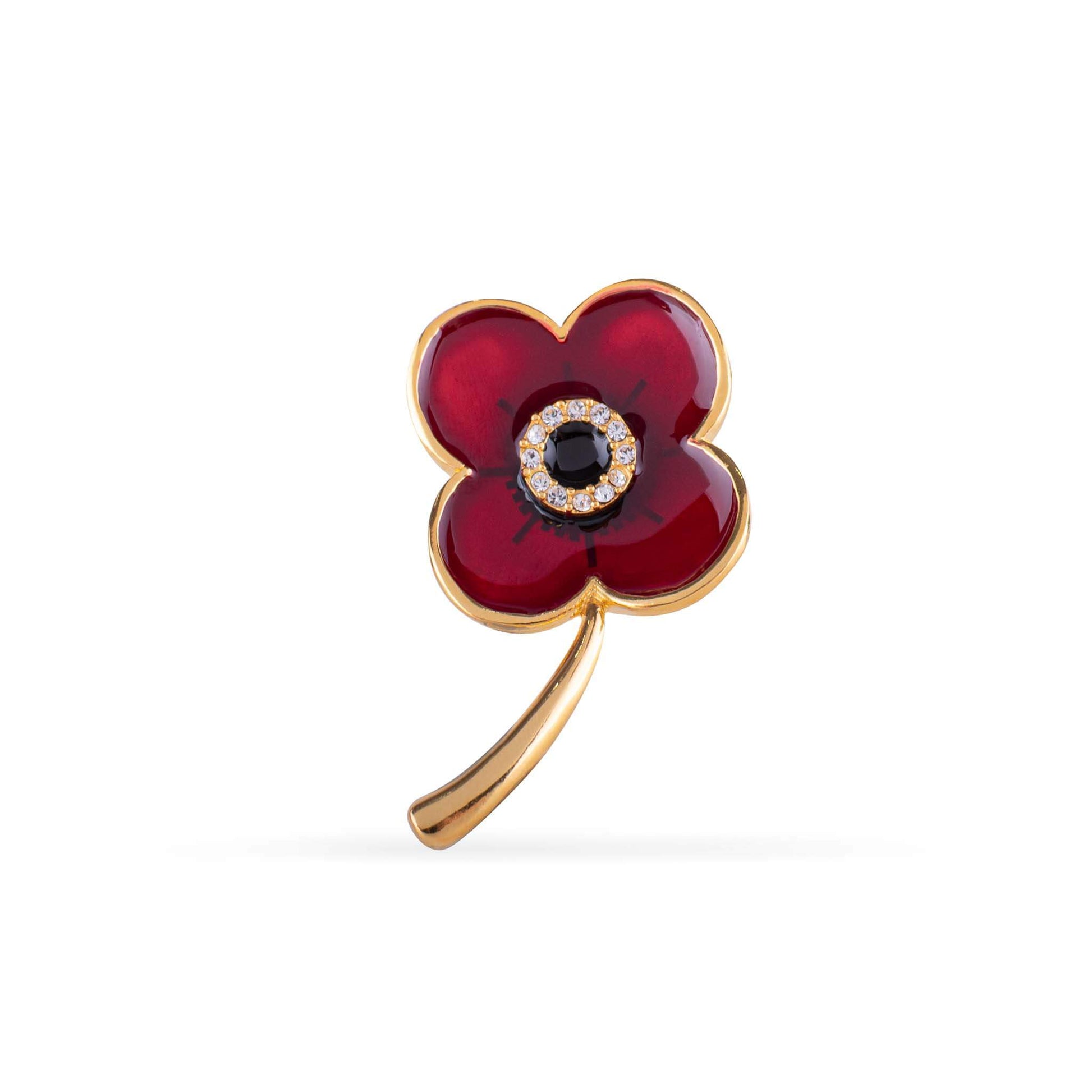 Gold Classic Stem Poppy Brooch - Poppyscotland