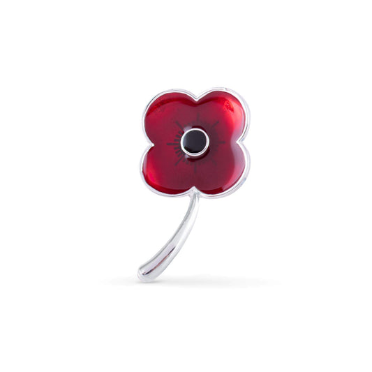 Silver Classic Stem Poppy Brooch - Poppyscotland