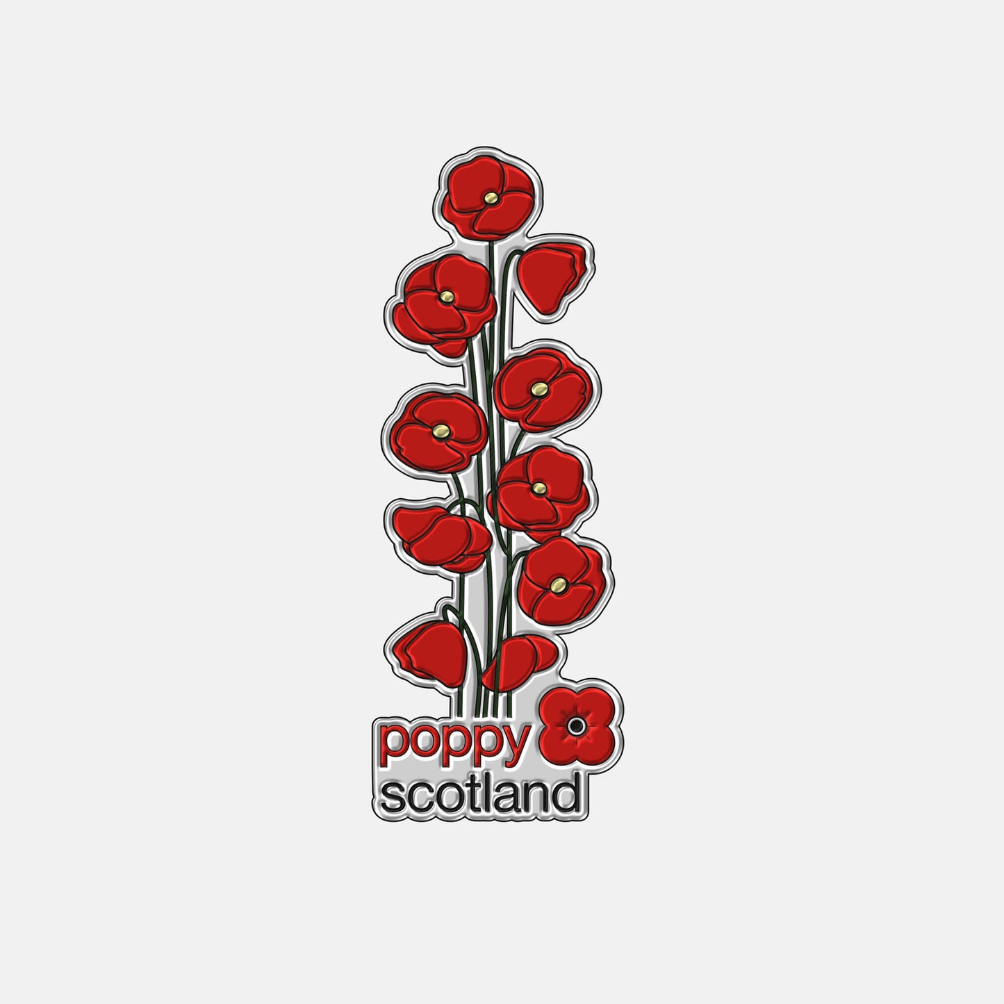 Poppies Stamped Iron Fridge Magnet | Poppyscotland