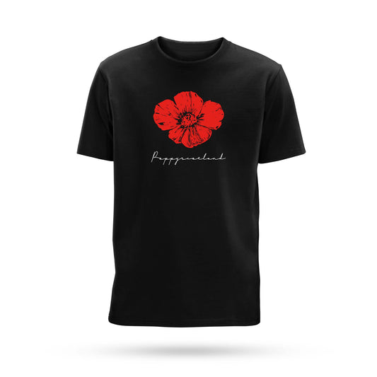 Large Poppy Black T-Shirt - Poppyscotland