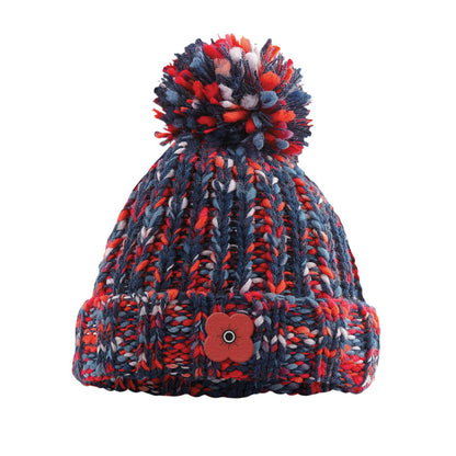 poppyscotland knitted pom pom beanie - campfire twist