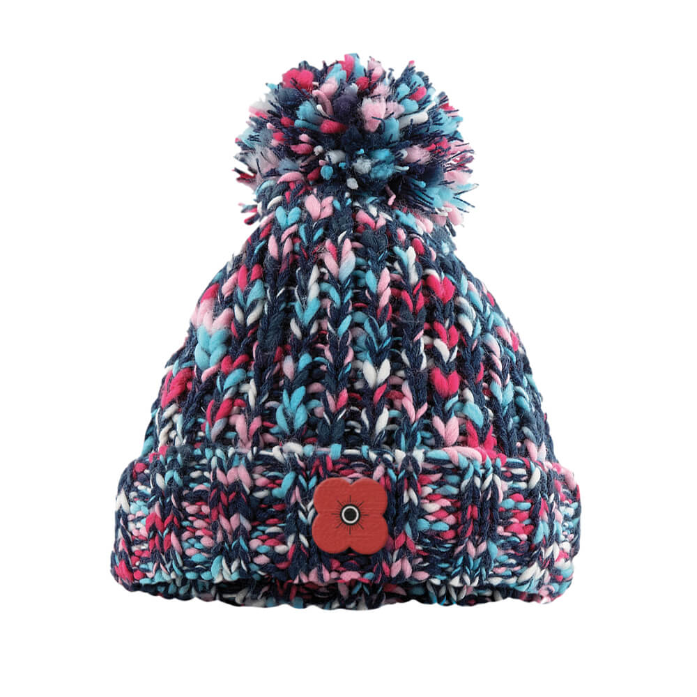 poppyscotland knitted pom pom beanie - candy twist