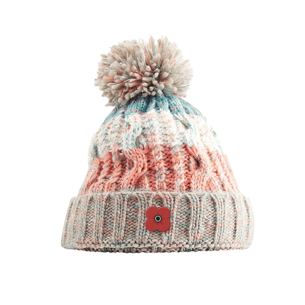 poppyscotland knitted pom pom beanie - milkshake