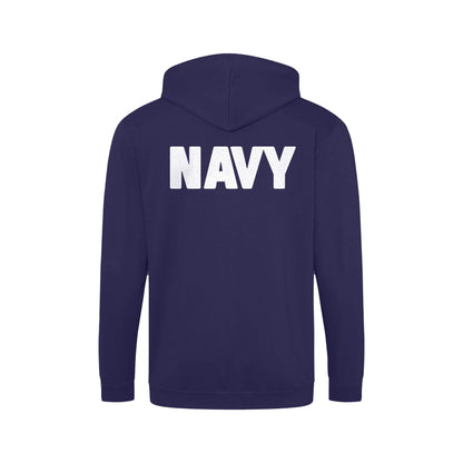 Royal Navy Zipped Hoodie | Navy | Back | Poppyscotland