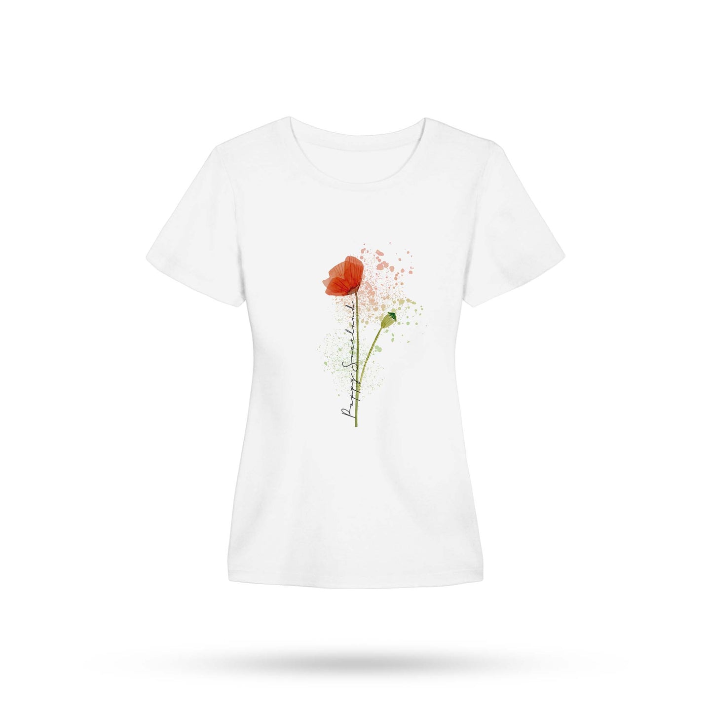 White Wild Poppy Fitted T-Shirt - Poppyscotland