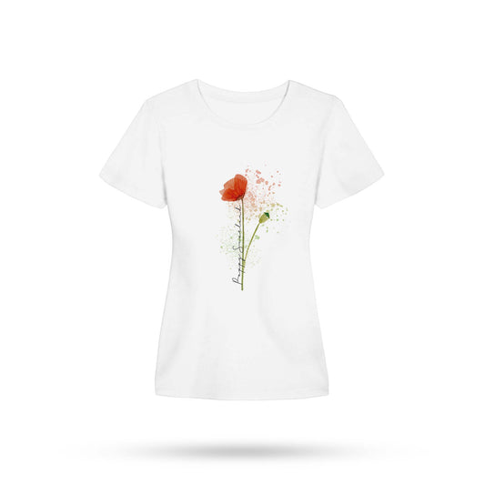 White Wild Poppy Fitted T-Shirt - Poppyscotland